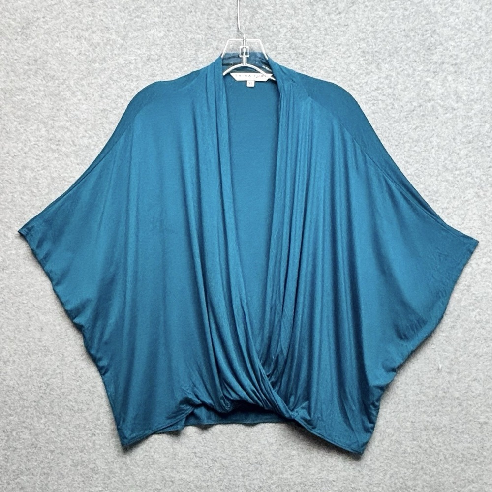 Trina Turk Oversized Draped Cardigan Topper Size XL Peacock Blue Soft Comfort